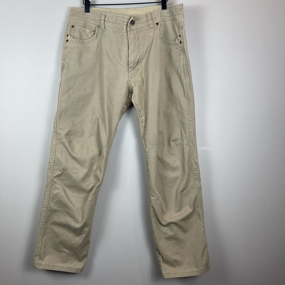 Kuhl Men Easy Rydr Pants 35x32 Tan Vintage Patina Dye Outdoors Hiking Trail Camp
